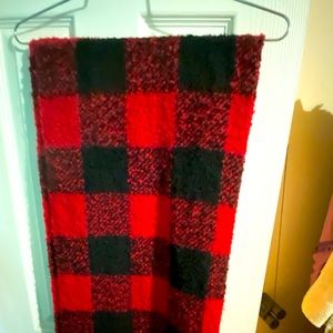 Red and black scarf size 27”wide and 66” long